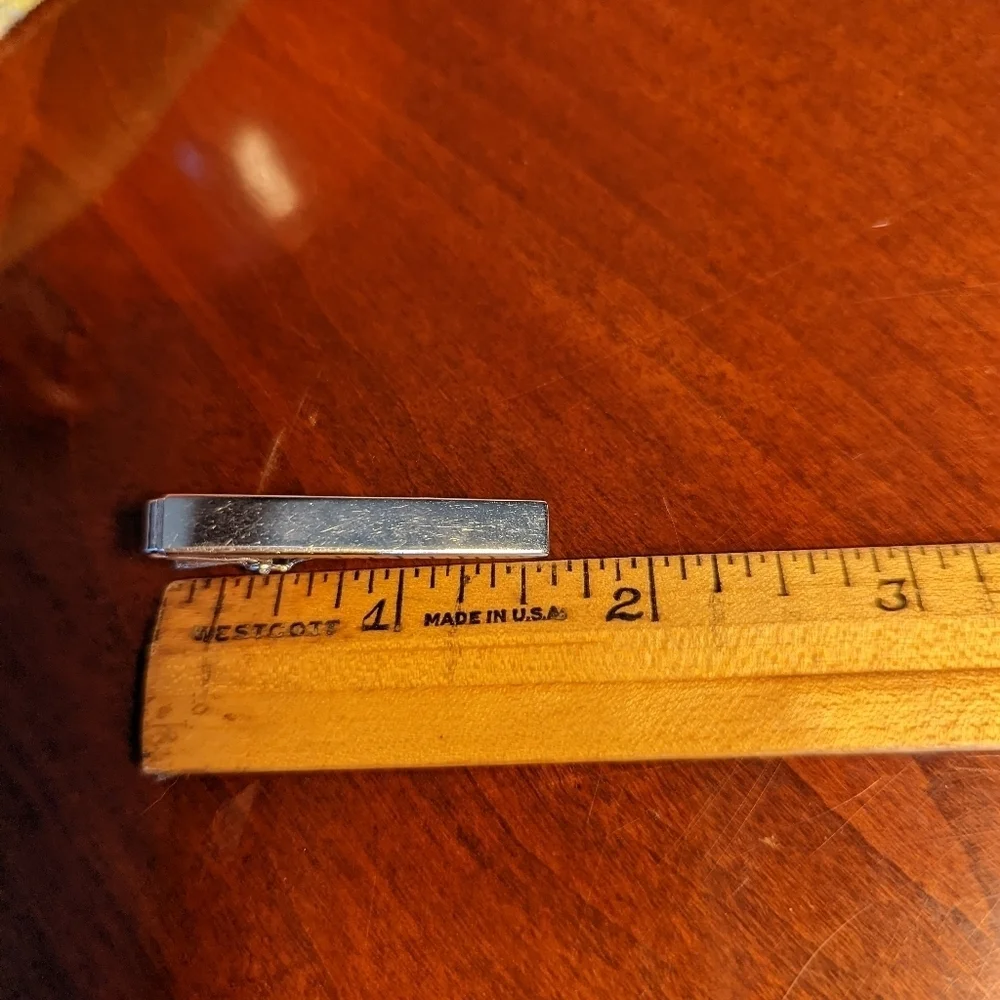 Signed Anson Men's Tie clip Silvertone vintage
